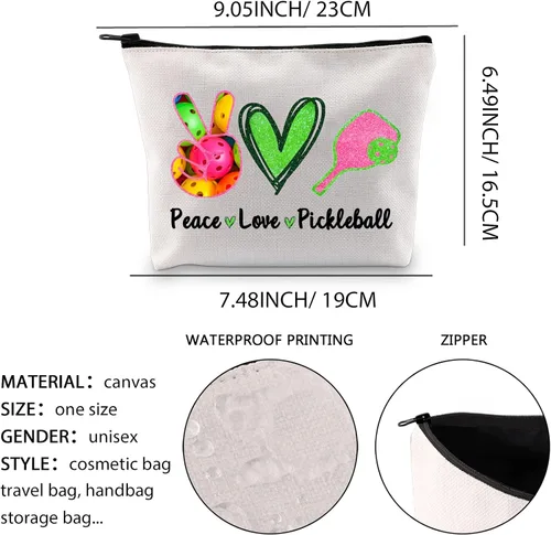 Vista 2 de XYANFA Bolsa de cosméticos Pickleball - Multicolor, grande - Regalo para mujer - Impermeable, ligera, portátil