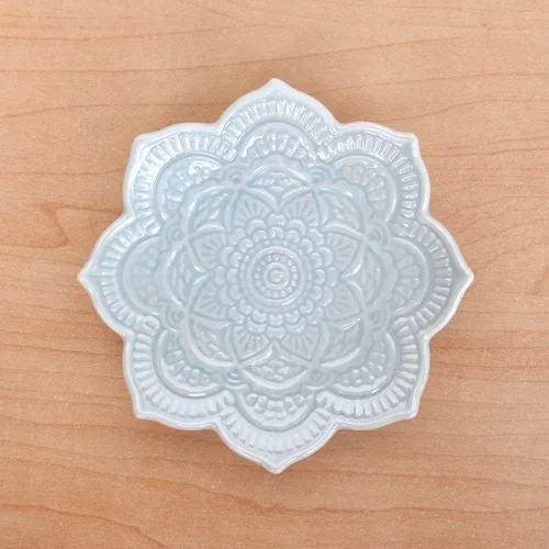 Vista 7 de PUDDING CABIN Plato para anillos de mandala azul, regalo de cumpleaños para amigas, mujeres, madres y niñas