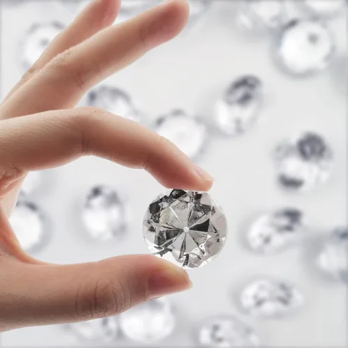 Vista 3 de 100 piezas de diamantes de acrílico transparente de 1 pulgada para decoración de mesa de boda, confeti de gemas para relleno de jarrones, decoración