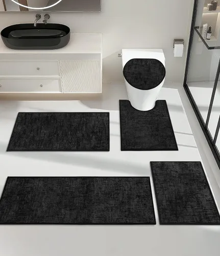 Vista 15 de YIHOUSE Tapete de baño antideslizante, absorbente, de secado rápido, para el suelo del baño, delgado, para debajo de la puerta, lavable de pelo bajo