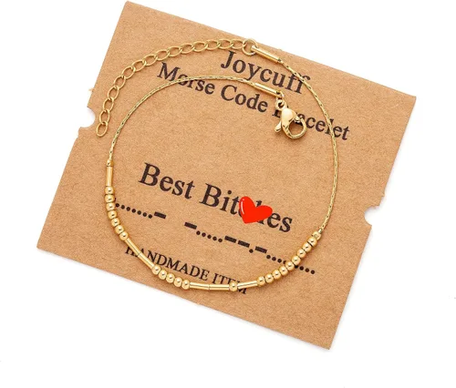 Vista 254 de JoycuFF Pulseras inspiradoras de código morse para mujeres, cuentas de plata, joyería con mantra de motivación, regalos para ella