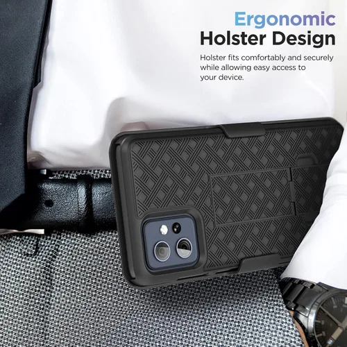 Vista 2 de Encased Funda de cinturón para Moto G Power 5G (modelo 2023) Funda delgada con clip para funda de teléfono (negro)