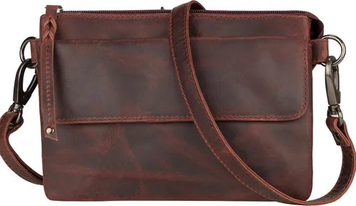 Vista 9 de Concealed Carry Natasha RFID Leather Crossbody with Locking CCW Zippers Negro
