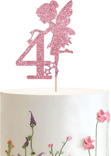 Vista 11 de Decoración para pastel de primer cumpleaños de hadas de oro rosa, decoración temática de hadas de jardín para primer aniversario/fiesta