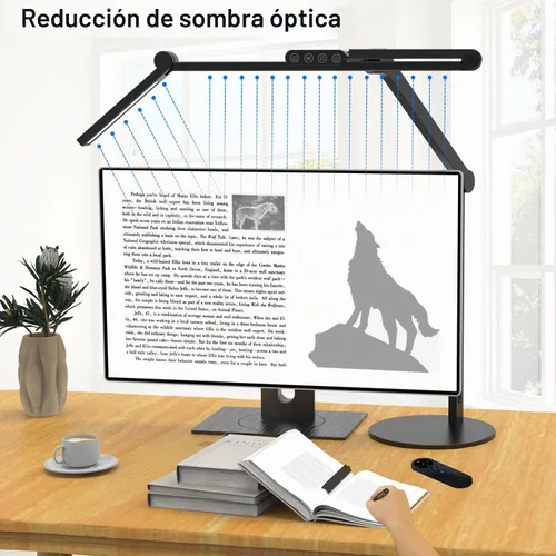 Vista 5 de Micomlan Lámpara de escritorio de arquitecto con control remoto, luz de escritorio LED ajustable para oficina en casa con base, luz de mesa de 24W