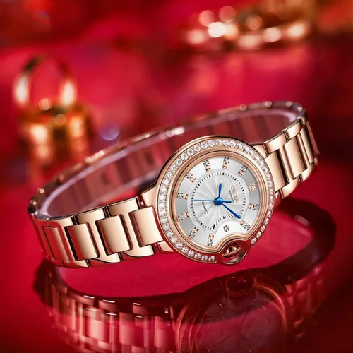 Vista 4 de Redhai Women Watches Analog Quartz Watch Mosaic with Diamonds Pearl Bracelet Dress Watch for Female Waterproof Wristwatch with Rhinestones Bracelet