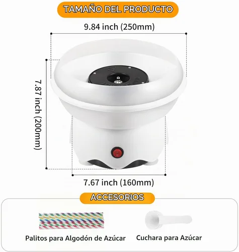 Vista 2 de Mini Máquina de Algodón de Azúcar, Incluye Cuchara de Azúcar, Palitos Máquina de Algodón de Azúcar para Fiesta de Cumpleaños, Regalos, Usos