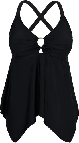 Vista 19 de Firpearl Trajes de baño tankini para mujeres, modestos y fluidos, espalda cruzada, talla plus, top de traje de baño Azul aguamarina