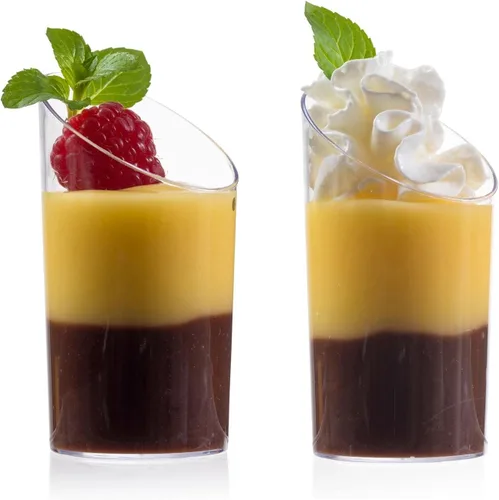 Vista 2 de Zappy taza de degustación/postre elegante, mini cilindro transparente 2.5 onzas, de plástico, Transparente