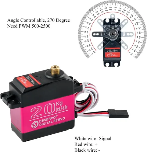 Vista 4 de DS3218 - Servo digital de engranaje de metal de alto par resistente al agua servo RC de 44.1 lbs rotación de 270 grados para autos Baja RC