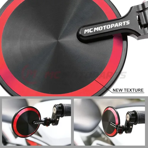 Vista 3 de MC Motoparts Espejos de barra CNC Red Reborn compatibles con Z650 Z1000 Z900 Z900rs Z300 Ninja 400 2019 ER6F Z800