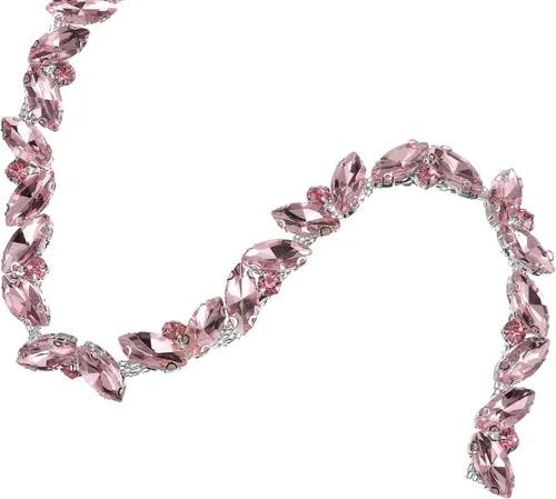 Vista 21 de uxcell Borde de cadena de diamantes de imitación de 1 yarda, aplique de cadena de cristal brillante de 0.394 pulgadas para costura, joyería