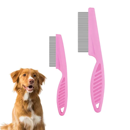 Vista 8 de NQEUEPN Peine de pelo para mascotas, 2 en 1, peine multifuncional para el pelo de mascotas para aseo y despeinado, eliminación de manchas de pulgas