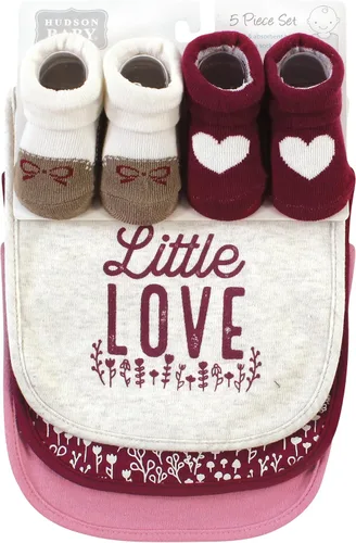Vista 50 de Hudson Baby Conjunto de babero y calcetines unisex de algodón para bebé