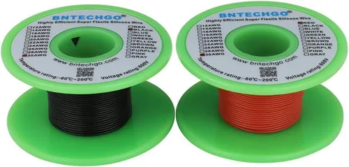 Vista 9 de BNTECHGO Carrete de alambre de silicona de calibre 16, rojo de 25 pies y negro de 25 pies, cable de cobre estañado trenzado flexible de 16 AWG