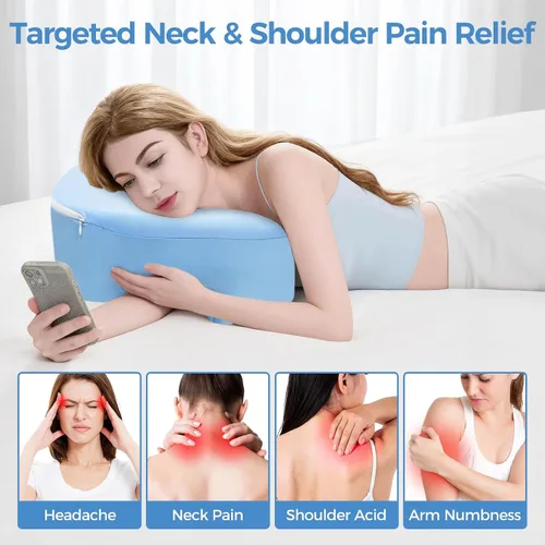 Vista 6 de Almohada de espuma viscoelástica para dormir de lado, alivio del dolor de hombro, cojín ergonómico de apoyo cervical