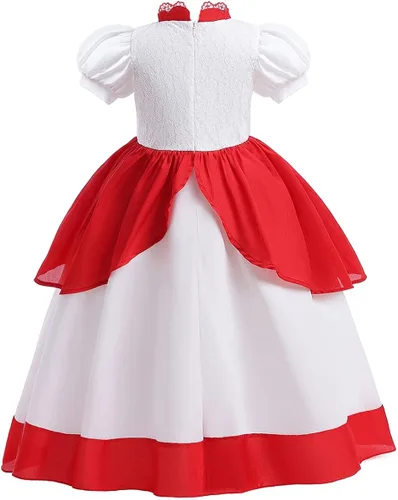 Vista 7 de Zalongye Vestido de princesa melocotón para niñas, cosplay, fiesta de Halloween, vestido de princesa melocotón