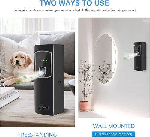 Vista 5 de SVAVO Dispensador automático de ambientador, montado en la pared/de pie, dispensador de aerosol automático programable para interiores, dormitorio