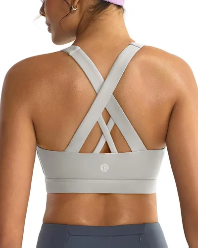 Vista 51 de RUNNING GIRL - Sujetadores deportivos para mujer, sujetadores deportivos con tiras acolchadas y espalda cruzada de apoyo medio con copas extraíbles