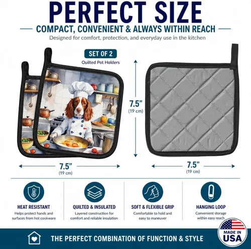Vista 77 de Caroline's Treasures Havanese The Chef Par de Agarraderas para Ollas de Cocina Resistentes al Calor Juegos de Agarraderas para Ollas Almohadillas
