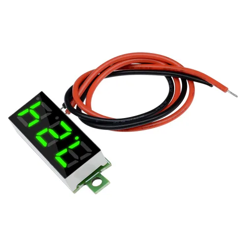 Vista 5 de 10 piezas Mini Medidor de Voltaje Digital DC 2.5~30V 0.28" 2 Cables Voltímetro Digital Medidor Probador Pantalla LED Verde para Montaje en Panel