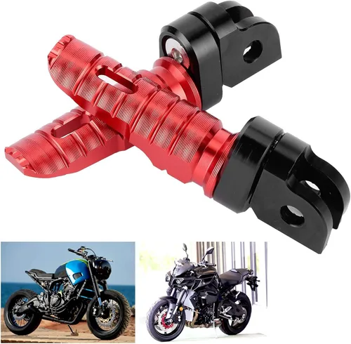Vista 3 de Soportes de clavija de pie, reposapiés delantero izquierdo y derecho, pares para Yamaha MT‑03 MT‑25 MT‑07 MT‑09 R3 XJ6 (rojo)