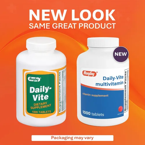 Vista 3 de Rugby Daily-Vite - Tabletas multivitamínicas, suplemento dietético sin gluten para adultos, apoya la salud general, sin sabores artificiales, 1000