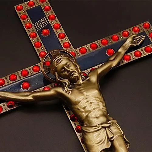 Vista 4 de Decoración cristiana Escapulario Católico Jesucristo Cruz Artesanías Decoración de pared para el hogar Imagenes Religiosas Católicas Crucifijo Cruz