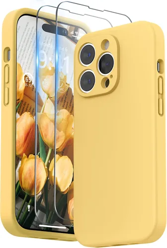 Vista 28 de SURPHY Funda diseñada para iPhone 14 Pro con protector de pantalla, (protección de cámara y forro de microfibra suave), funda de silicona líquida