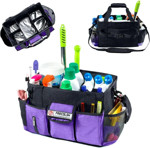 Vista 12 de Organizador de Limpieza para Suministros de Limpieza con Bolsillos para Artículos Esenciales de Limpieza del Hogar, Organizador de Limpieza, Bolsa