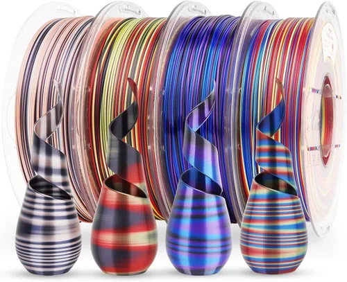 Vista 21 de AMOLEN Filamento PLA de Seda para Impresora 3D, Filamento PLA Kingfisher Rainbow Multicolor Brillante 1.75mm, Filamento de Impresión 3D PLA