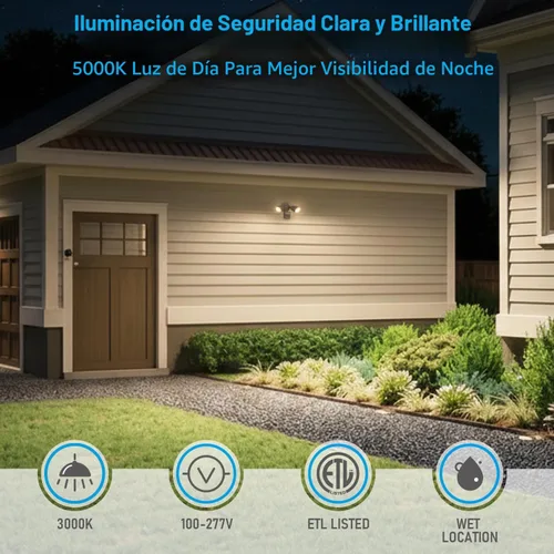 Vista 4 de Luz de seguridad LED con sensor circular, 2 cabezales 20W/3 cabezales 30W., LHSCT-20WRSS30-BRZ, 20.0watts, 120.00 volts Bronce (3000 K)