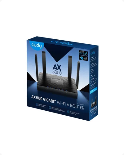 Vista 8 de Cudy AX3000 Router Wi-Fi 6, 4 puertos GbE, soporte de malla y aplicaciones, WR3000 V2.0