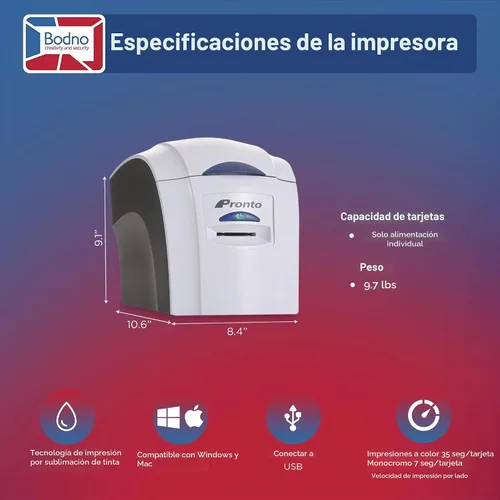 Vista 5 de Magicard Pronto. Impresora de tarjetas de identificación y paquete completo de suministros con software Bodno ID Edición Bronce