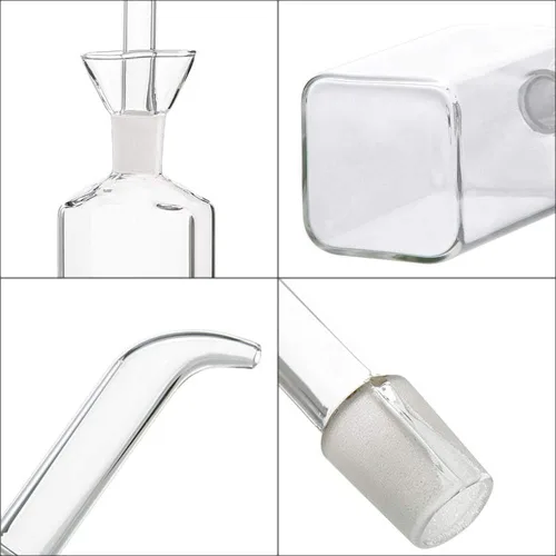Vista 3 de LandHope Botella de aceite de vidrio dispensador de aceite de oliva, dispensador de medición de vinagre de aceite de cocina con boquilla para cocina