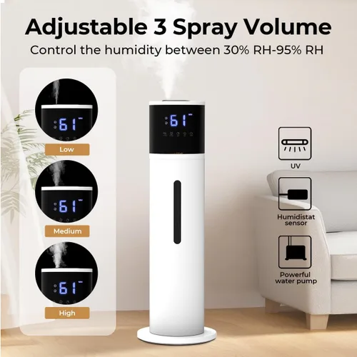 Vista 4 de VENTISOL Humidificadores grandes para dormitorio, humidificador silencioso de niebla fría de 16L/4.2 galones para el hogar y habitación grande