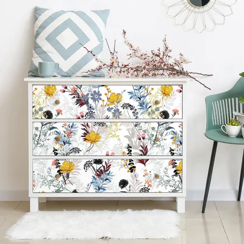 Vista 7 de VEELIKE Papel tapiz de flores silvestres para despegar y pegar, papel de contacto floral para paredes, 17.7 x 118 pulgadas, papel de pared de vinilo