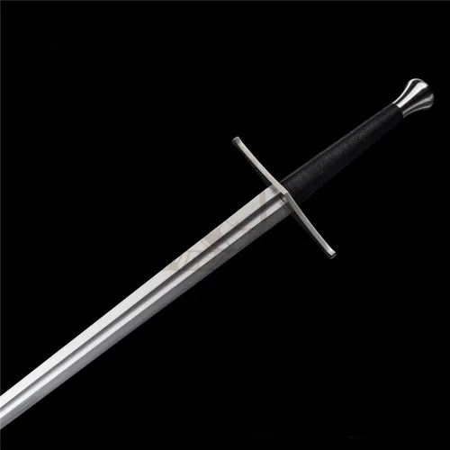 Vista 7 de Espada medieval guerrero real forjado a mano de acero de resorte de 46 pulgadas con vaina negra/marrón, modernización de espada larga, hecha a mano