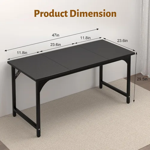 Vista 2 de AZN Escritorio para computadora, escritorio de computadora de 47 pulgadas, escritorio de oficina para juegos con mesa de fibra de carbono