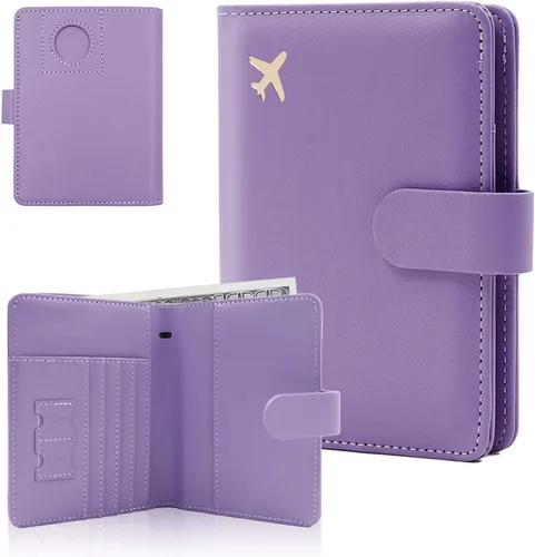 Vista 36 de Melsbrinna Funda de cuero prémium para pasaporte, impermeable, con bloqueo RFID, cartera de viaje con soporte para bolígrafo, bonito libro