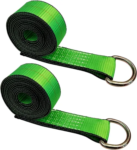 Vista 27 de Mega Cargo Control 1 paquete de correas de lazo de anillo D, amarres de remolque negros de 2 pulgadas para ensamblajes de elevación de ruedas