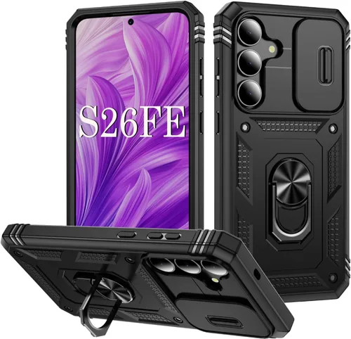 Vista 237 de PASNEW Funda militar para iPhone 13 Pro Max, cubierta de cámara deslizante y soporte de anillo de metal de 360°, carcasa rígida multicapa resistente