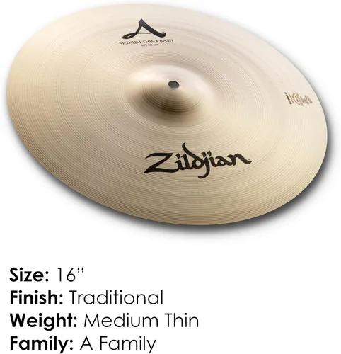 Vista 2 de Avedis Zildjian Company Serie A - Platillo de choque mediano fino, 16 pulgadas