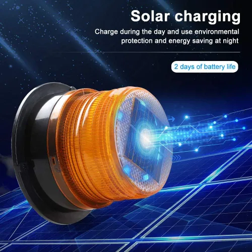 Vista 5 de Luz de flash LED de energía solar LED ámbar luces estroboscópicas para vehículos Wireless,Strong Magnetic Base Auto Turn On/Off Waterproof High