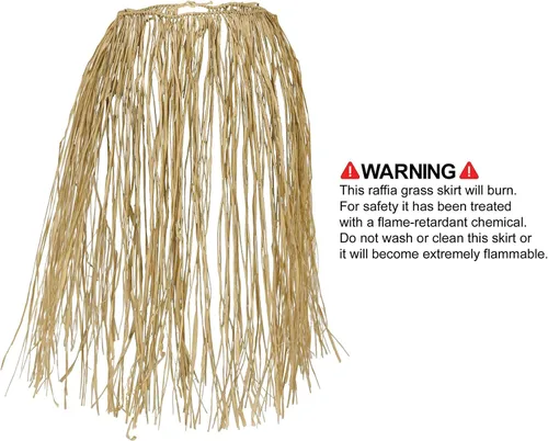 Vista 5 de Falda de rafia para hula, talla King, natural, accesorio de fiesta, 1 unidadpaquete