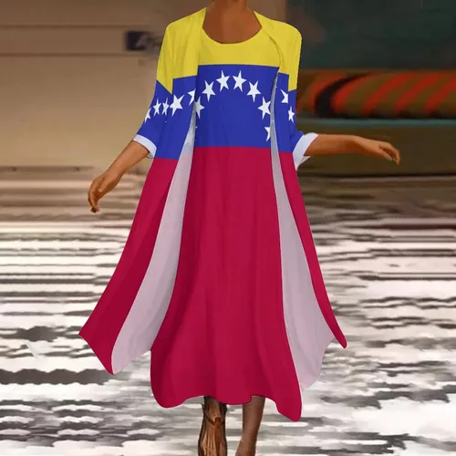 Vista 2 de TAIZIYEAH Traje de vestir con la bandera de Camboya para mujer, vestido suelto casual de verano, vestido largo de manga corta para niñas, faldas