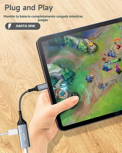 Vista 3 de LERTOSEN Adaptador USB C a 3.5mm para Auriculares y Cargador, 2 en 1 USB C a Conector de Audio Auxiliar con Cable de Carga Rápida PD para iPhone 17