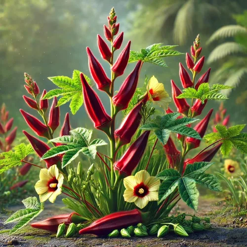 Vista 3 de Semillas Okra Roja - Bamia - Vegetal de reliquia - Sin OGM