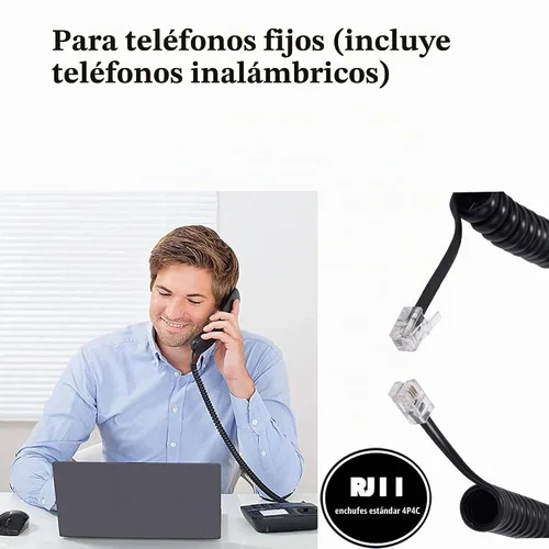Vista 5 de LanSenSu - Paquete de 4 cables de teléfono en espiral de 8 pies / 1.4 pies con 4 unidades de cable giratorio de 360 grados, cable giratorio
