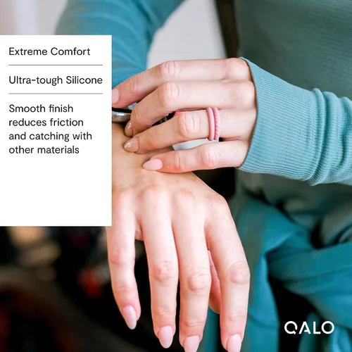 Vista 2 de QALO Anillo de silicona de goma para mujer, anillo de boda apilable de goma, transpirable, duradero, anillo de silicona de compromiso, 0.130 in